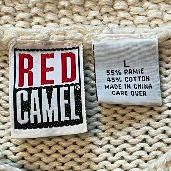 Vintage Red Camel Alpine Chunky Sweater Alpaca Snowflakes Cardigan Size Large - Picture 9 of 10